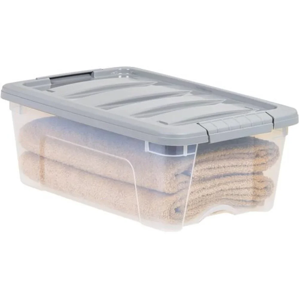 Plastic Storage Containers with Secure Latching Lids, Stackable